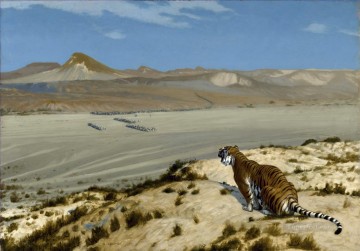 Tigre en la guardia 3 Árabe Jean Leon Gerome 2 Pinturas al óleo